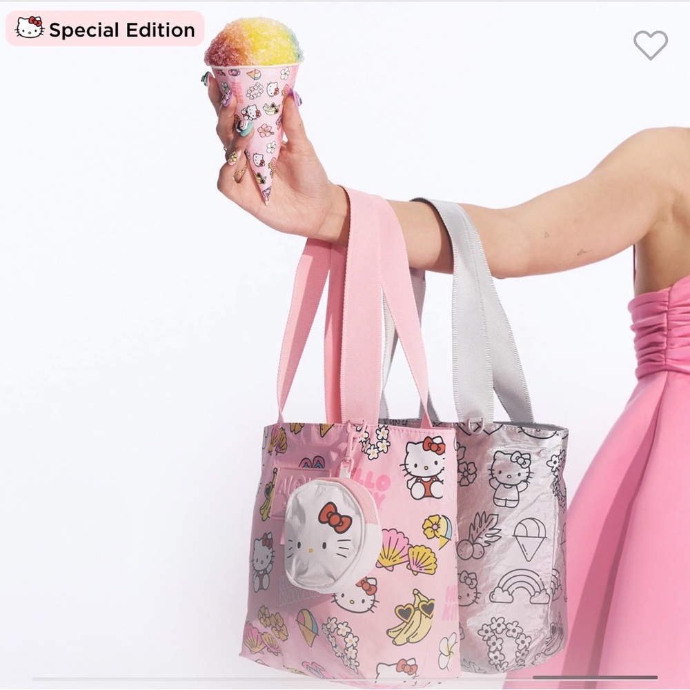 ALOHA x Hello Kitty Mini Day Tripper Tote, silver/black, NWT - Picture 4 of 8
